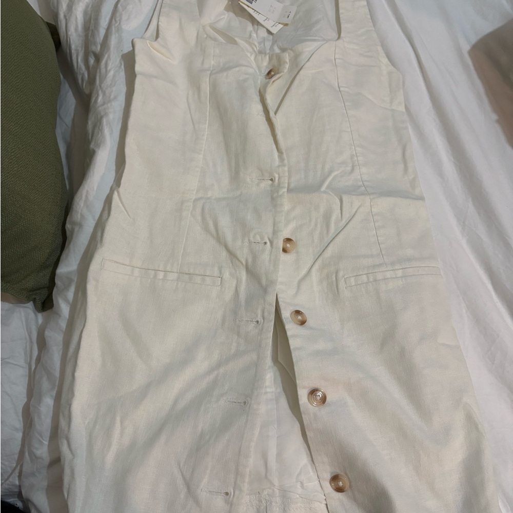 Abercrombie & Fitch Cream Button-Down Dress